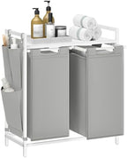 VASAGLE Laundry Hamper with Shelf, 2 Pull-Out Bags, 2 x 12.1 Gallons (46 L) by VASAGLEbySONGMICSHOME