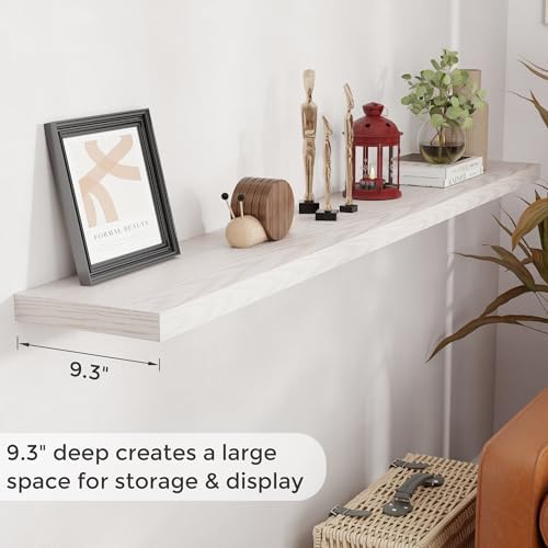 Fun Memories 72 Inch Long Floating Shelves for Wall, 72x9.3 Large Floating Shelf for Bedroom, Kitchen, Bathroom, Wall Mounted Rustic Wood Shelves with Invisible Bracket for Books, Decor, Brich - Image 4