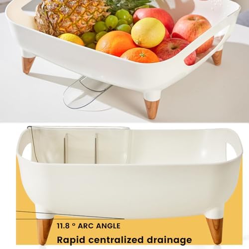 Dish Rack, Dish Drying Rack for Kitchen Counter, Dish Drainer with Drainboard Set and Utensil Holder, Sink Drying Dish Strainer Rack (White) - Image 5