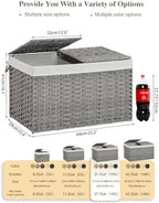SETVSON Storage Basket with Lid PE Rattan 27.8 Gal Wicker Chest, Gray - Image 2