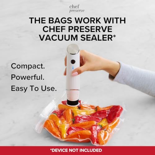 Chef Preserve Reusable Vacuum Sealer Bags for Food - 30 BPA-Free Small (8 x 10 in) Food Storage Bags, Freezer, Microwave - Odor-Resistant, Leak-Proof - Compatible with Chef Preserve Vacuum Sealers - Image 4