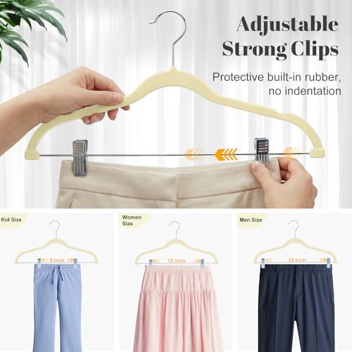 HOUSE DAY Velvet Skirt Hangers 36 Pack, Beige Hangers with Adjustable Clips - Image 6