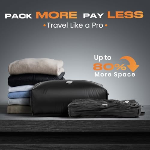 Vacuum Bags for Travel with Wireless Pump, IP67 Waterproof, Reusable Space Saver Travel Essentials Compression Bags for Backpack, Suitcase, Home Storage(3 Pack + Pump) - Image 2