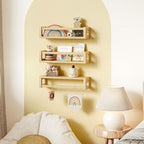 3Pack Solid Wood Floating Shelves for Wall, Nursery Bookshelf, Natural Wood - Image 5