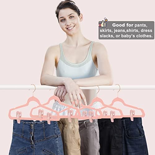 TOFIIGREM Light Pink Velvet Hanger Clips 60 PCS, Strong Finger Clips for Velvet Hangers, Skirt Hanger Clips Fit for Flocking Hangers - Image 4