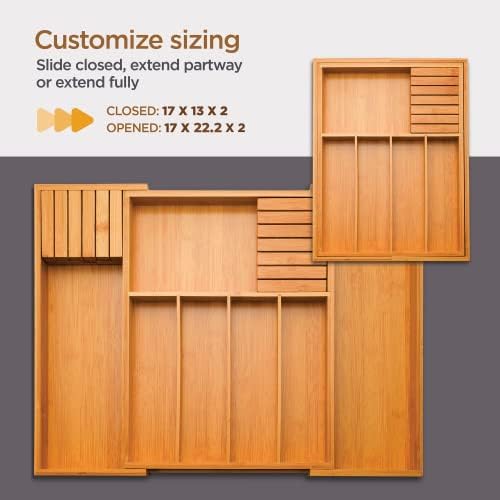 Utensil Drawer Organizer, Kitchen Silverware Organizer with Knife Blocks - Image 4