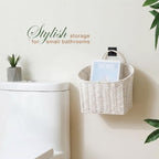 84ECO Set of 2 White Woven Paper Rope Hanging Baskets for Organizing, Front Door, Mail, Flowers - Image 4