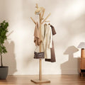 Solid Wood Coat Rack - Freestanding Coat Hat Rack Stand with 14 Hooks, Clothes Rack Heavy Duty Space Saving Entryway Coat Tree Hanger Rack for Coats Jackets Hats Bags, Adjustable Height (Natural) by Olpchee