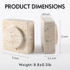 Koville Marble Square Book Ends, Heavy Duty Book Holders, Bookends for Shelves, Office Bookshelf Decor for CDs/Video Games(Travertino Romano) - Image 2