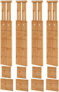 4.4" High Bamboo Drawer Dividers with Inserts, Kitchen Adjustable Drawer Organizers, Expandable Organization for Home, Office, Dressers, and Bathroom, 4 Divider with 8 Insert by VRICCC