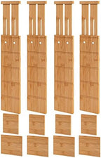 4.4" High Bamboo Drawer Dividers with Inserts, Kitchen Adjustable Drawer Organizers, Expandable Organization for Home, Office, Dressers, and Bathroom, 4 Divider with 8 Insert by VRICCC