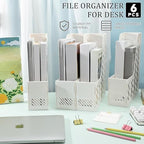 Glenmal 6 Pcs Magazine File Holder Collapsible Desktop Organizer, White - Image 4