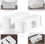 YECAYE 2 Pack Cable Management Box, Pet Friendly Cable Box Organizer for Home & Office, Child-Proof Floor Cord Cover, Cord Management and Cord Hider, White - Image 7