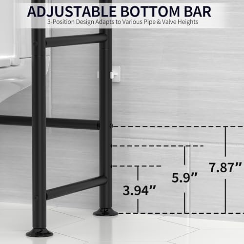 3-Tier Over Toilet Storage, Anti-Tip, 64" H, Black - Image 4