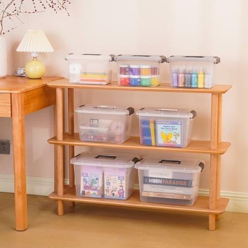 Citylife 4 Packs 6 QT Plastic Storage Bins with Latching Lids Stackable Storage Containers for Organizing Clear Storage Box for Garage, Closet, Kitchen - Image 5
