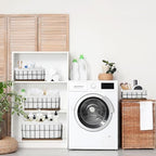 4 Pack Metal Basket with Liner Wooden Bottom Bathroom Baskets Organizer Multiple Sizes Wire Storage Rustic Farmhouse Decor for Home Kitchen Toilet Cabinets Pantry Laundry Room - Image 5