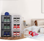 12 PACK Large Shoe Storage Boxes, Shoe Boxes Clear Plastic Stackable, Shoe Organizer for Size 12 (Grey 12 Pack) - Image 3
