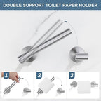 Brushed Nickel Bathroom Hardware Accessories Set, 5 Pieces Round Towel Bar Set Toilet Paper Holder Towel Rail Set for Bathroom Stainless Steel Wall Mounted Bathroom Set,23.6 in - Image 2
