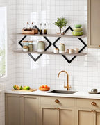 CHOEZON Floating Shelves for Wall, Set of 2 Wall Mounted Shelves, 2-Tier Hanging Shelves, for Living Room, Bedroom, Kitchen, Office, Study, Greige TBJ01P2BG - Image 7