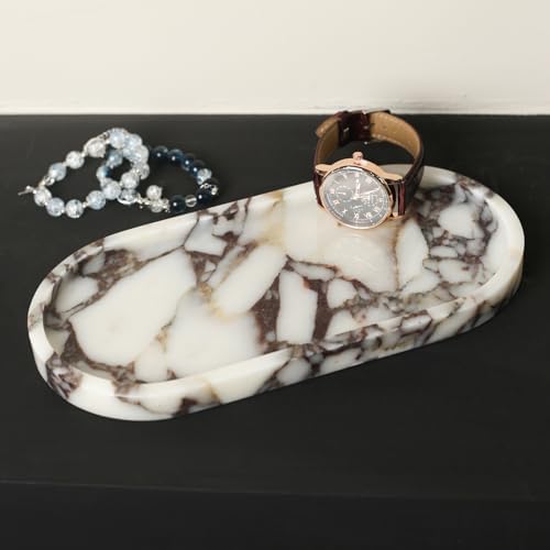 100% Natural Calaccata Viola Marble Tray, 10" x 5" Oval Tray - Image 4