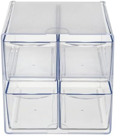 Deflecto Stackable Cube Organizer, Desk and Craft Organizer, 4 Drawers, Clear, Removable Drawers and Dividers, 6"W x 6"H x 7 1/8"D (350301CR) - Image 4