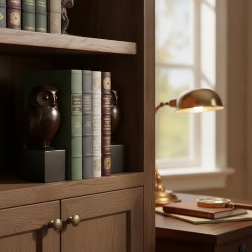 Braxio Decorative Owl Bookends Home Decor - Modern Abstract Black Book Stopper, Heavy Duty Non Slip Animal Book Ends for Shelves & Office Desk, Collectible Gift 4 x 4 x 9.3 Inch - Image 3