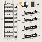 8-Tier Pantry Door Organizer, 2 IN 1 Wall Mount or Over The Door Pantry Organizer, Door Spice Rack with Adjustable Baskets, Over Door Organizer for Kitchen (12.4"W x 5.5"D x 66.1"H,1 Pack, Black) - Image 2