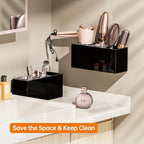 YUNEASELF Hair Tool Organizer Acrylic: Hair Dryer Holder Wall Mount - Blow Dryer Holder Cabinet Door - Bathroom Countertop Organizer for Curling Iron Hot Styling Tools Flat Iron - Black - Image 5