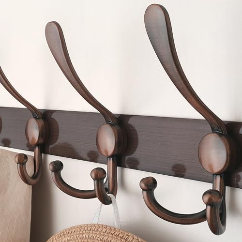Dseap Coat Rack Wall Mount - 29.5” Long 8-Tri-Hooks Heavy Duty Coat Hanger Rail Wall Hooks for Hanging Coats Hats Clothing Clothes Purse Mudroom Entryway, Pack of 2 - Image 3