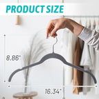 Sishynio Velvet Hangers 50 Pack, Non-Slip Slim Felt Clothes Hangers Gray - Image 6