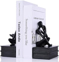 Heavy Duty Book Ends for Shelves, Thinker Bookends Set of 2 Decorative Book Ends for Heavy Books, Modern Unique Shelf Decor for Home Office Living Room Desk by LINYTHER
