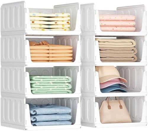 Lifewit 8 Pack Stackable Closet Storage Organizers for Clothes 14" Depth by Lifewit
