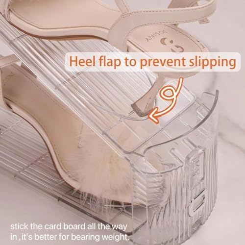 shoe slots organizer, Clear Shoe Stacker, Adjustable Level Shoe Rack,Storage Space Saver for Sneakers Display (Transparent, 16Pack) - Image 4