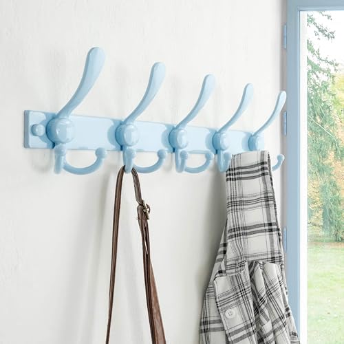Dseap Coat Rack Wall Mount, Heavy Duty 12-Gauge Base vs Flimsy 1mm, Double-Thick Solid Anti-Snap Hooks, 16” Stud-Mount, Stainless Steel Hanger for Clothes Hat Entryway Closet, Blue, Pack of 2 - Image 2