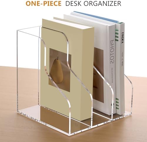 SANRUI Acrylic File Organizer, Clear Magazine Holder with 3-Section, A4 - Image 5