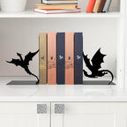 Fourth Dragon Bookends with Fantasy Wing Design, Dark Academia Shelf Decor - Image 3
