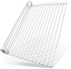 Ohuhu Over Sink Dish Drying Rack, 17.6" W x 15.4" L Roll Up Dish Racks Kitchen Sink Organizer Silicone Wrapped Large in Sink Dish Drying Rack Foldable Rolling Drain Mats Anti-Slip by Ohuhu