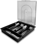 5-compartment kitchen utensil storage box with transparent lid - a fixed-compartment cutlery tray for kitchen drawer storage, a dust-proof container for forks, spoons, and knives by Unknown