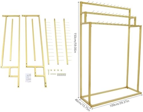 3 Layers Floor Mounted Belt Hanger, Gold Retail Display Tie Scarf Rack - Image 5
