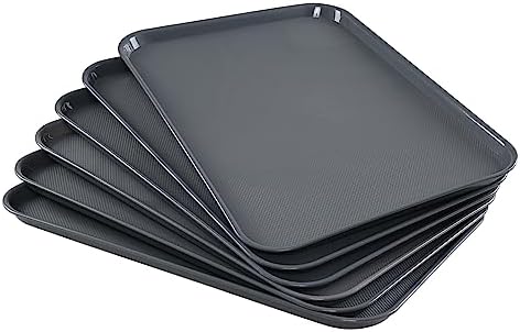 6 Packs Gray Large Plastic Trays, 25.23" x 17.59" Multi-Purpose Boot Trays by Ponpong