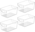 Clear Plastic Storage Bins, Pantry Organizers and Storage Containers Fridge Organizer Bins Kitchen Cabinet Organizer for Organizing Home, Bathroom, Freezer, Refrigerator. (10 x 7.3 x 5) by CONTROLKITCHEN