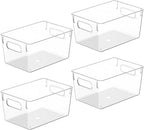 Clear Plastic Storage Bins, Pantry Organizers and Storage Containers Fridge Organizer Bins Kitchen Cabinet Organizer for Organizing Home, Bathroom, Freezer, Refrigerator. (10 x 7.3 x 5) by CONTROLKITCHEN