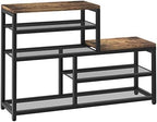 Shoe Rack Bench Shoe Storage Organizer with Seat, 5-Tier Industrial Free Standing Shoe Rack for Entryway, Narrow Shoe Rack Organizer Shelves for High Heels, Entryways, Hallways, Closets,Brown by Katrawu