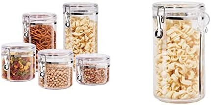 Oggi Clear Canister Set with Clamp Lids (5pc) | Airtight Food Storage Containers by OGGI
