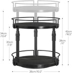 HOOBRO Lazy Susan Organizer Spice Rack, 2-Tier Height Adjustable Rotating Lazy Turntable Spice Organizer, for Kitchen Countertop and Cabinet, Black BB05TL01 - Image 3