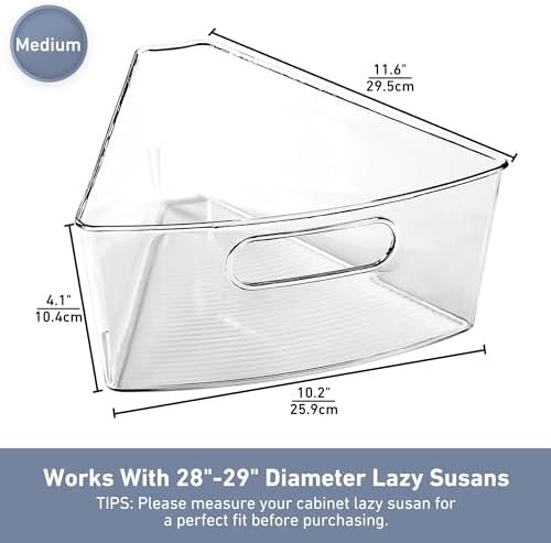 Leeden Lazy Susan Cabinet Organizer, 1/8 Wedge Bins for 28in, 8 Pack - Image 3