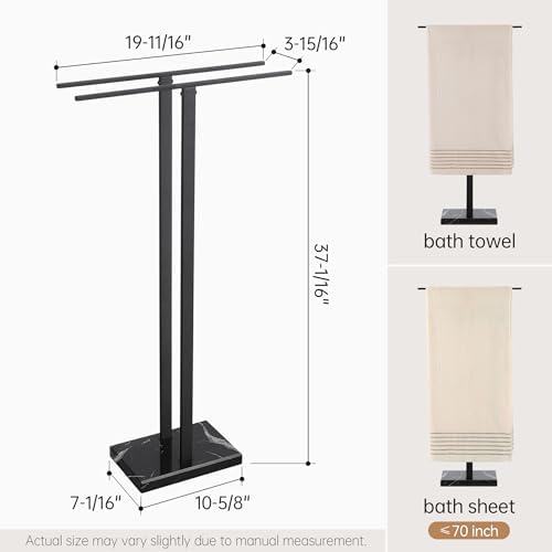 KES 37" Freestanding Towel Rack, Heavy Black Marble Base, Stainless Steel - Image 6
