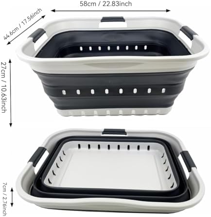 SAMMART 42L (11 gallon) Collapsible Plastic Laundry Basket - Foldable Pop Up Storage Container/Organizer - Portable Basket - Space Saving Hamper/Basket (Grey/Charcoal Black (Set of 2)) - Image 4