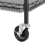 Finnhomy 4 Tier Heavy Duty Commercial Grade Rolling Cart with Handle Bar, Metal Wire Utility Cart with Wheels, Service Trolley on Wheels, Shelf Size 18" D x 36" W, NSF, Black - Image 7