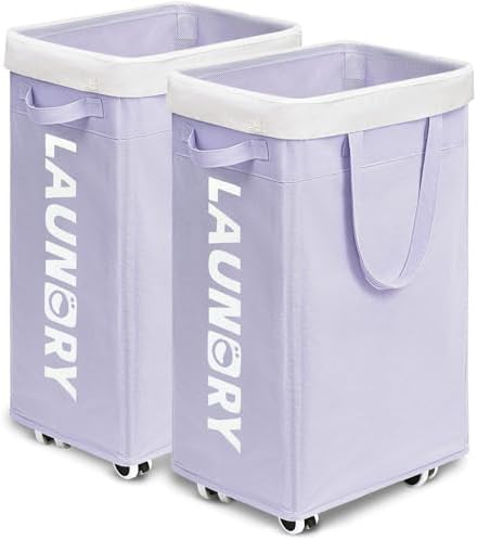Goodpcik 2-Pack Rolling Laundry Hamper with Wheels, Hamper for Dorm, 75L by Goodpick